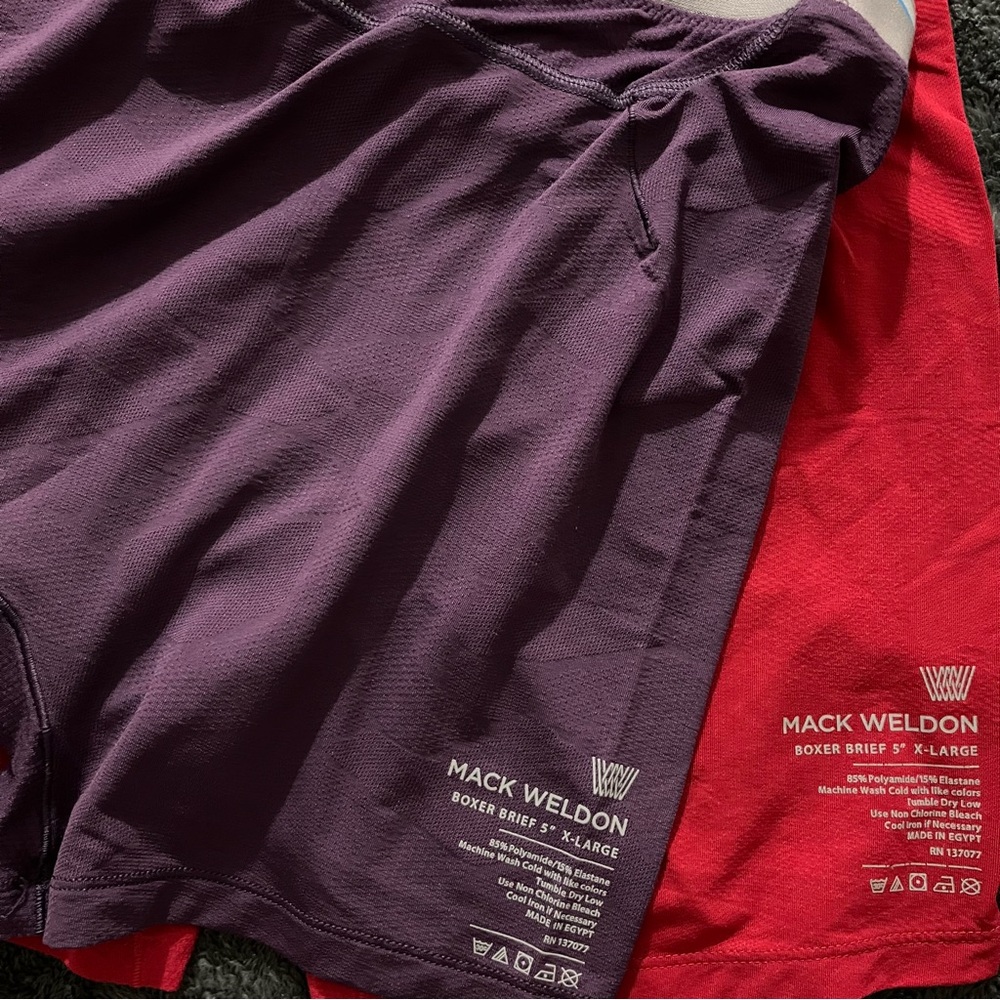 Mack Weldon Men’s Boxer Briefs in Rich Purple and Vibrant Red Size X-Large